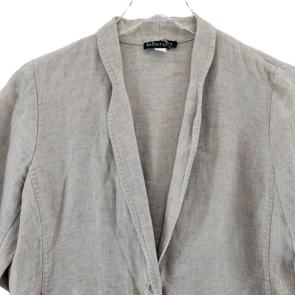 Eileen Fisher Lightweight Cardigan Jacket Size Small Linen Viscose Neutral Beige - Picture 2 of 8